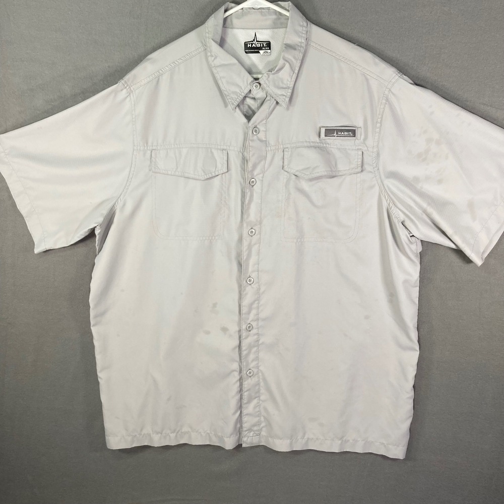 Habit Fishing Shirt Mens XL Dusk Short‎ Sleeve UPF 40+ Button Up Vented